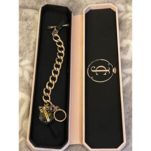Juicy couture Iridescent heart gem nIB vintage og thick curb chain bracelet
